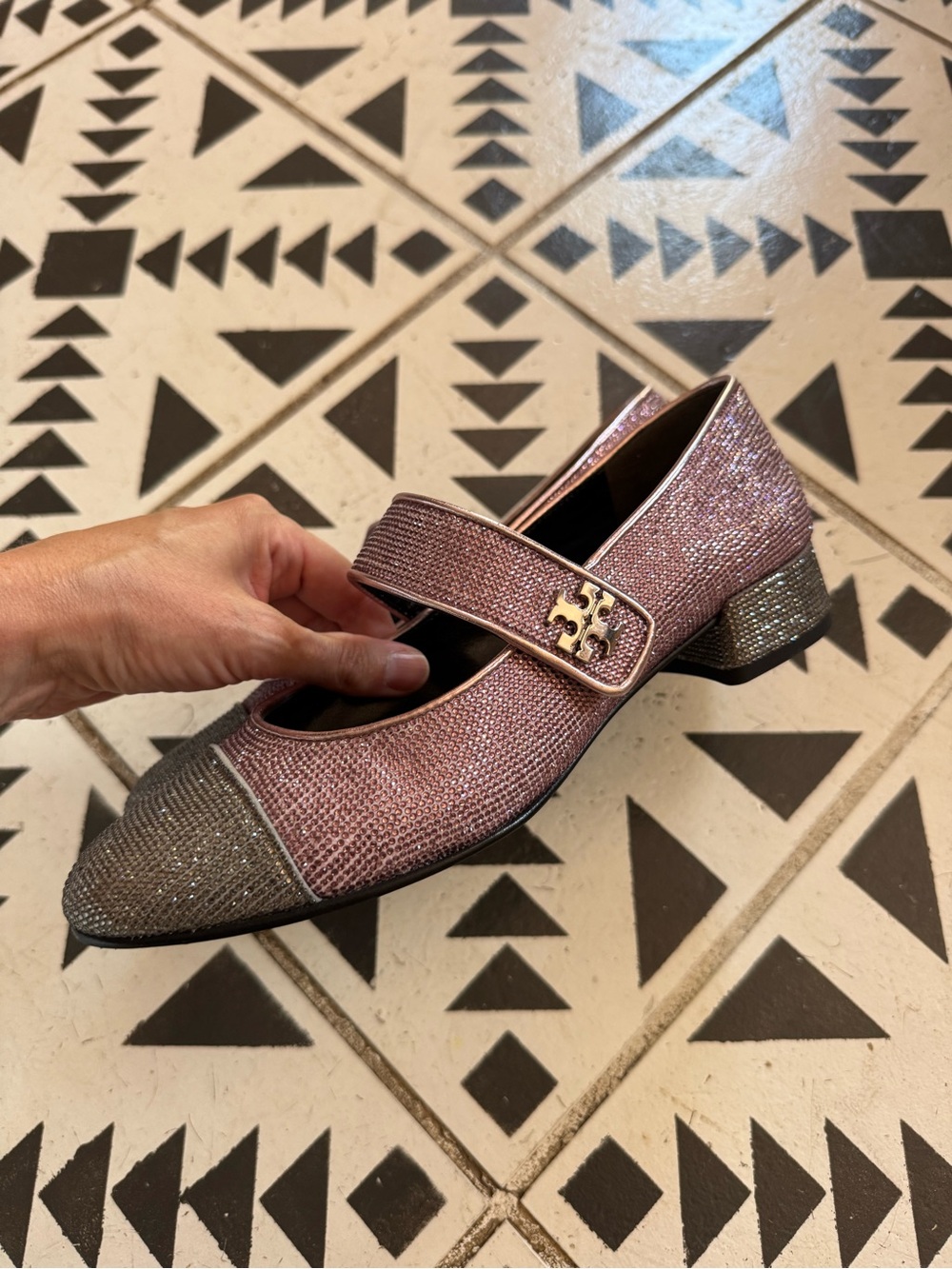 Tory Burch Sparkly Mary Jane Flats Shoes Heels Size 7